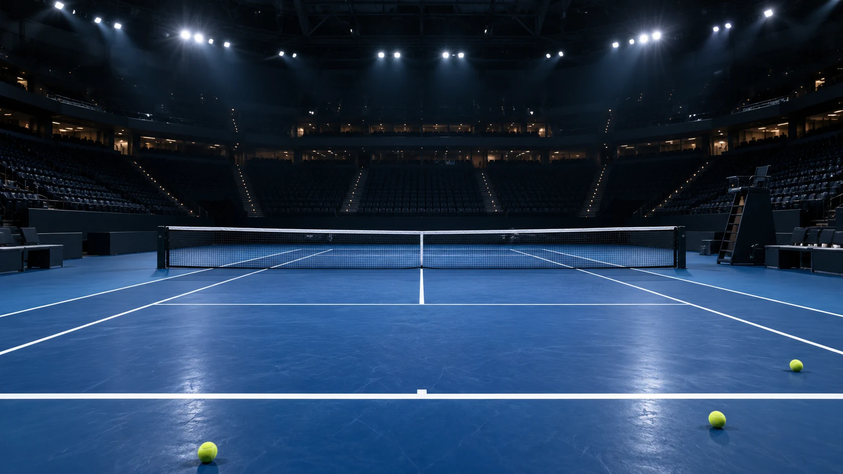 Illustrative indoor tennis court